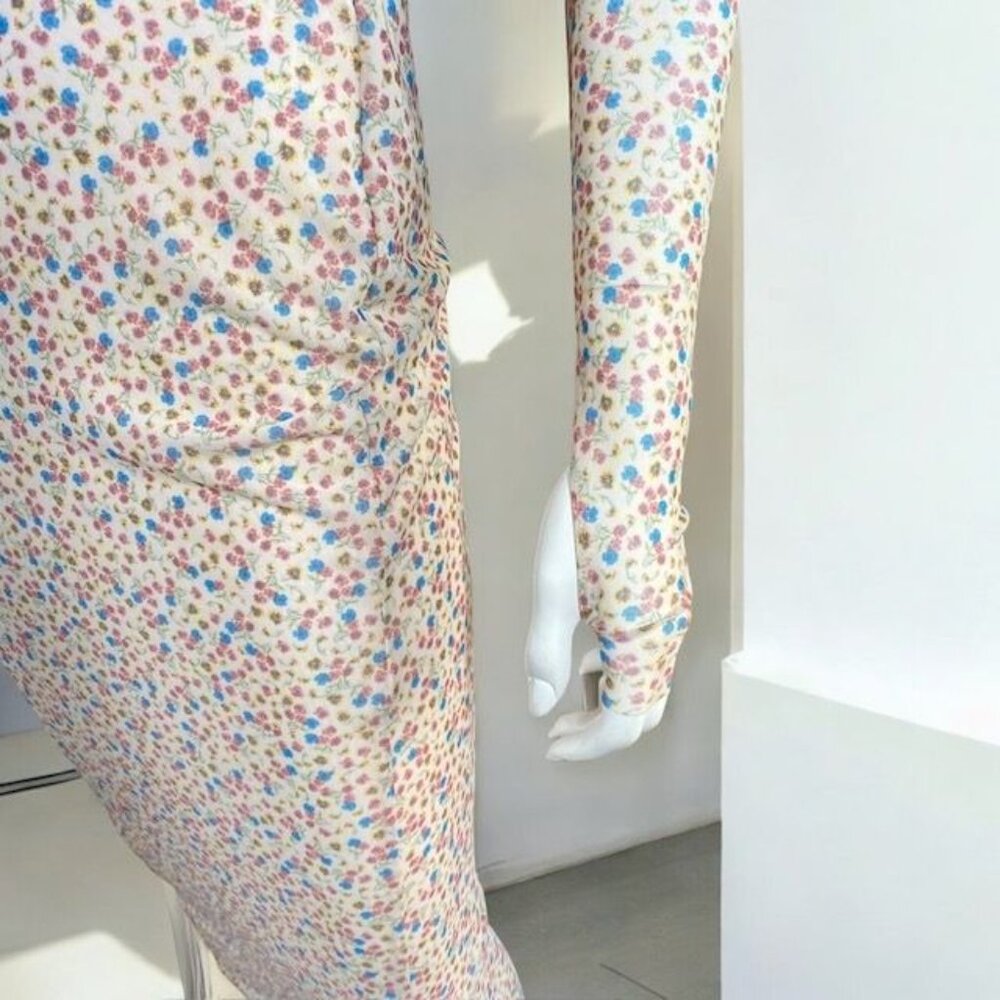 AFRM Revolve Shailene Floral Mesh Midi Dress Pink Size X Small - Picture 10 of 14